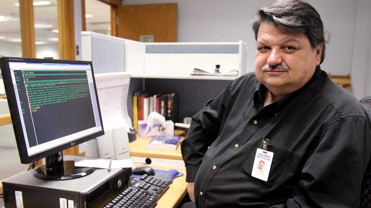 Sun Herald editorial writer Tony Biffle just before his retirement after 21 years at the newspaper.