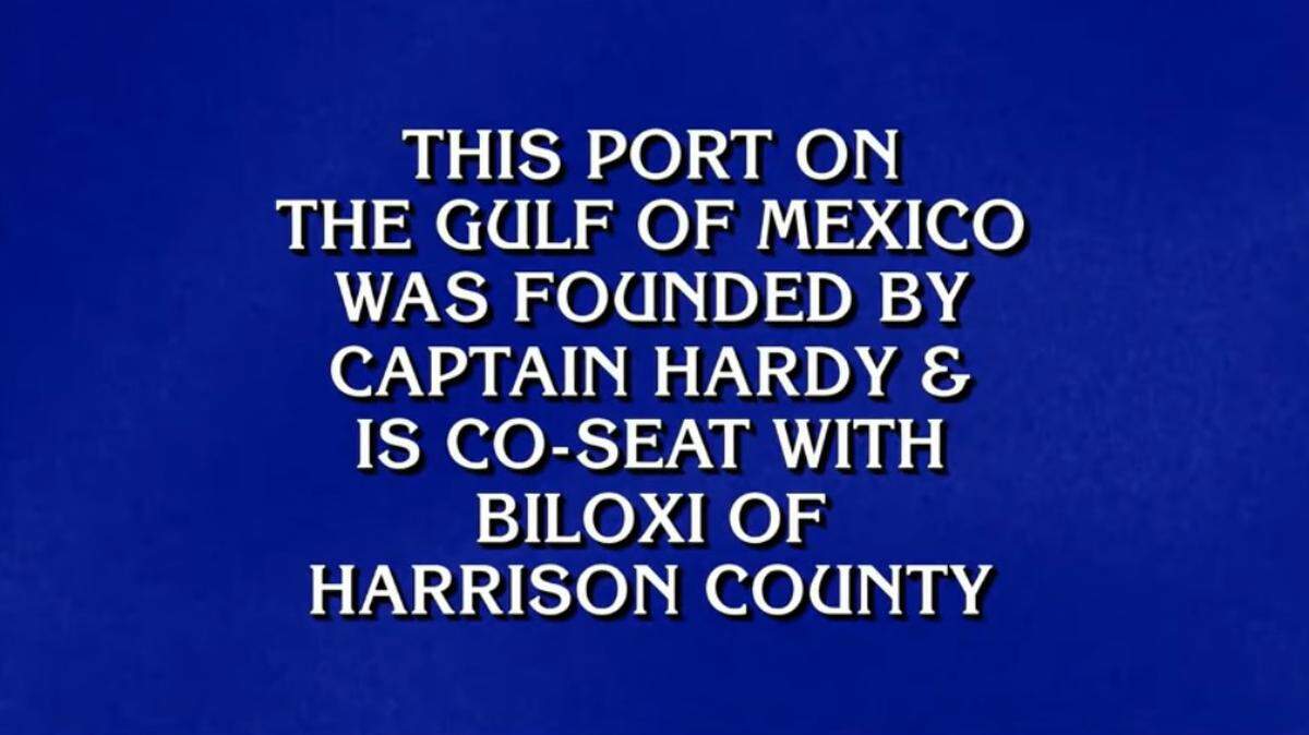 A clue about the port city of Gulfport, Mississippi, appeared on Monday’s episode of “Jeopardy!” and left all three contestants stumped.