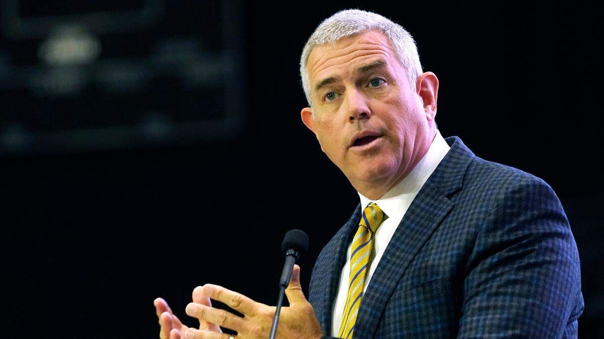 FILE - Republican House Speaker Philip Gunn, of Clinton, speaks to the business leaders at the Mississippi Economic Council’s annual “Hobnob Mississippi” in Jackson, Miss., on Oct. 27, 2022. Gunn and other members of the Joint Legislative Budget Committee met Tuesday, Dec. 6, 2022, and adopted initial budget recommendations that lawmakers will consider during the 2023 session. (AP Photo/Rogelio V. Solis, File)
