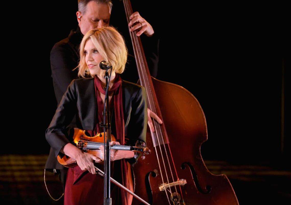 Alison Krauss performs onstage during Opry 100: A Live Celebration at Grand Ole Opry at the Ryman Auditorium.