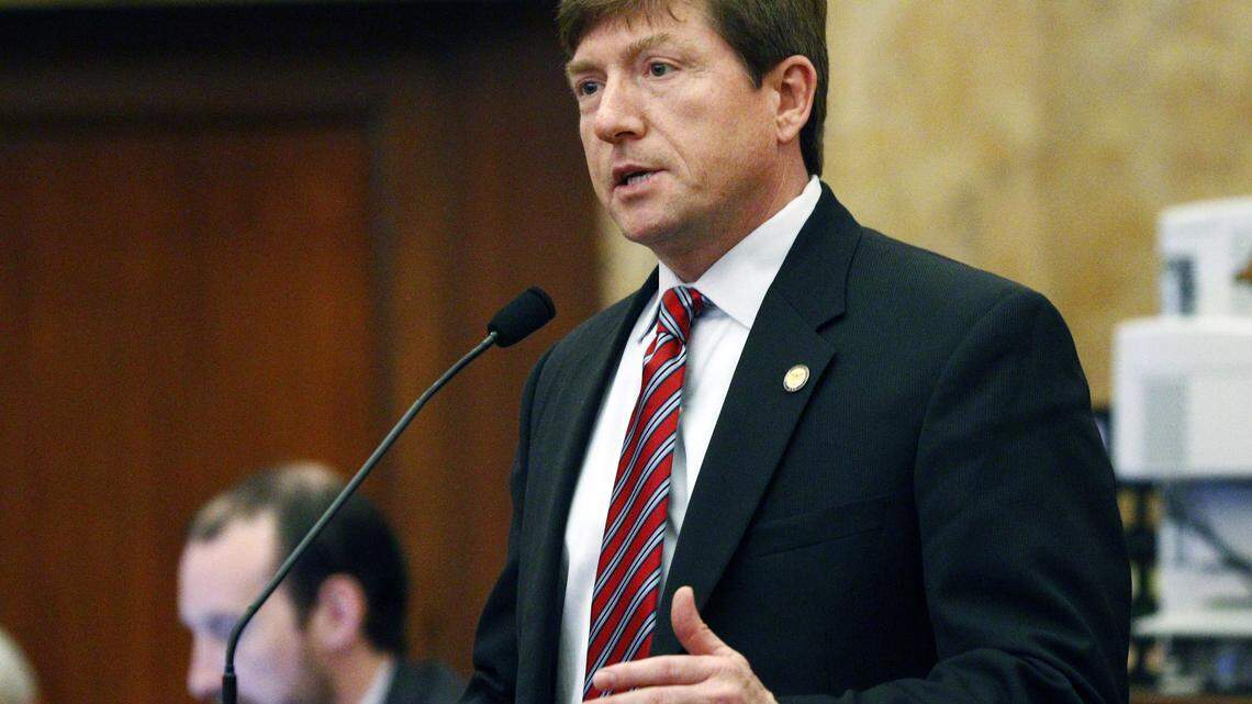 Rep. David Baria, D-Bay St. Louis, speaks in favor of a hospital transparency bill in House chambers Tuesday, March 10, 2015, at the Capitol in Jackson, Miss. (AP Photo/Rogelio V. Solis)