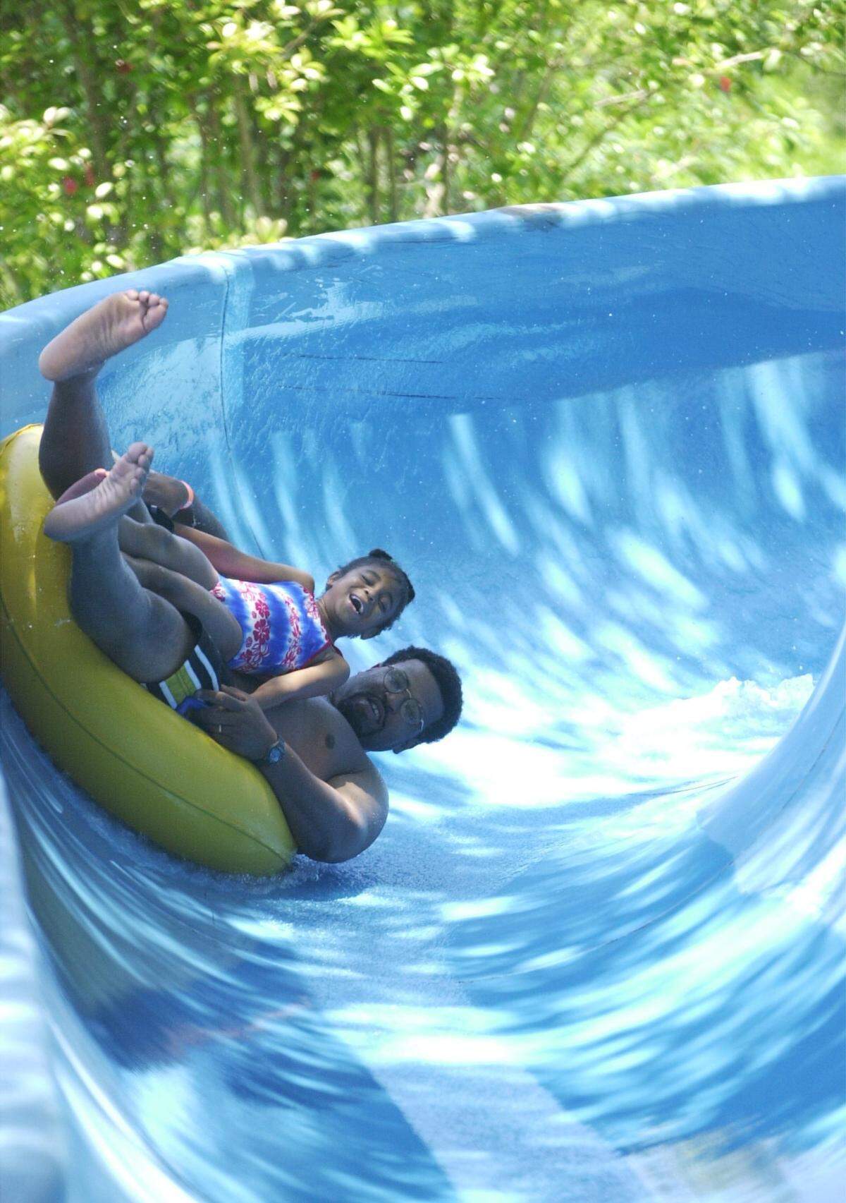 Riders make their way down the tube slide at Slippery Sam’s waterpark on U. S. 90 in Biloxi in 1999. The park was open 7 days a week from 10 a.m. to 9 p.m. during warm weather.