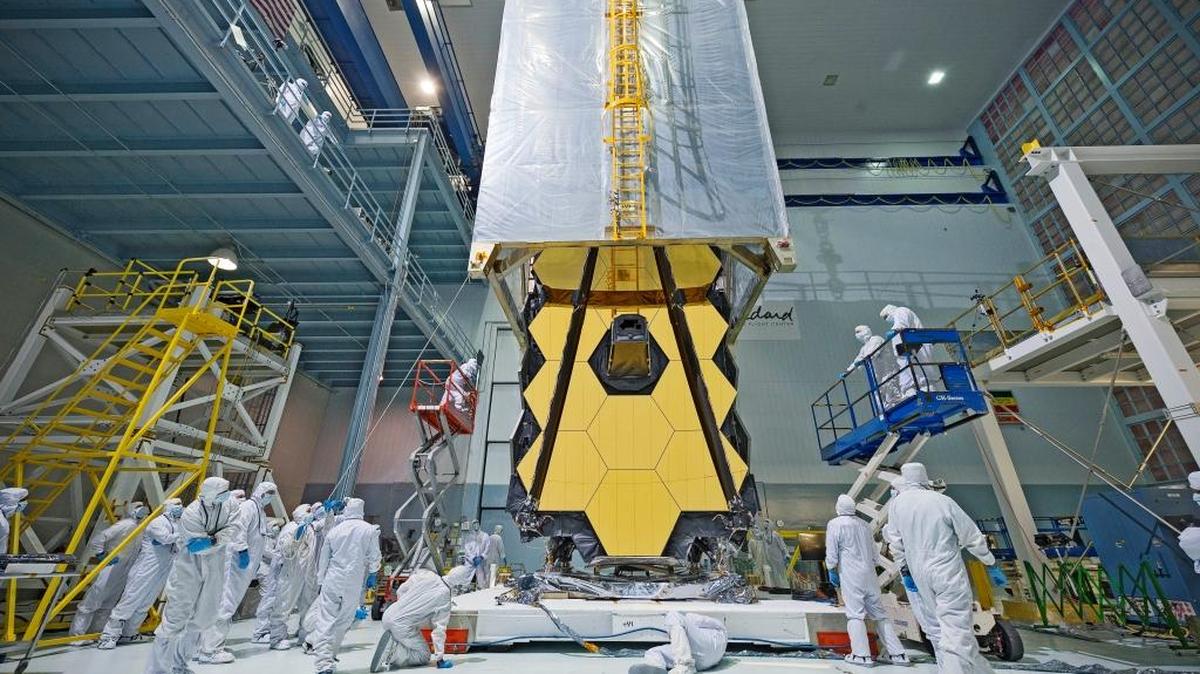 A “clean tent:” is draped over NASA’s James Webb Space Telescope. The $10 billion telescope launched Dec. 25, 2021 and arrived at its new home Jan. 24, 2022. It’s named after a former NASA administrator James Webb, an NC native.