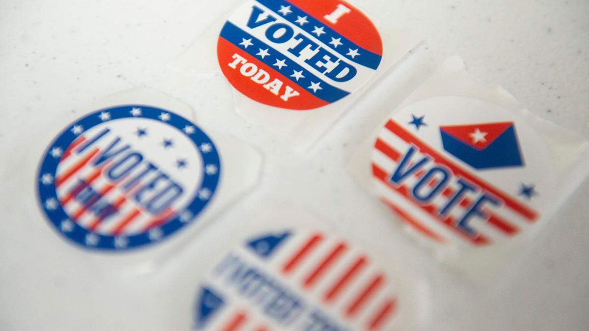 Voting stickers are seen inside a precinct during the municipal primary election on Tuesday, April 1, 2025.