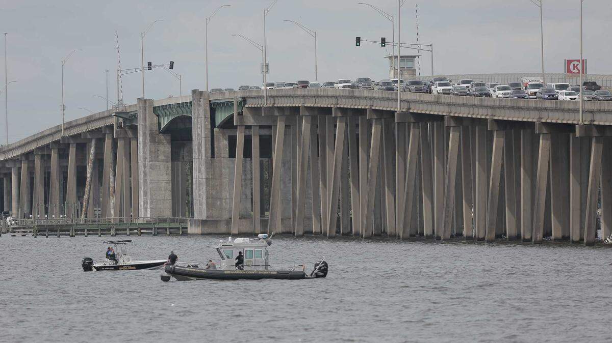The Biloxi Police Department, Department of Marine Resources and other agencies were searching the Back Bay for one person who was ejected from their vehicle on the Interstate 110 bridge before 1:30 on Aug. 28, 2021.