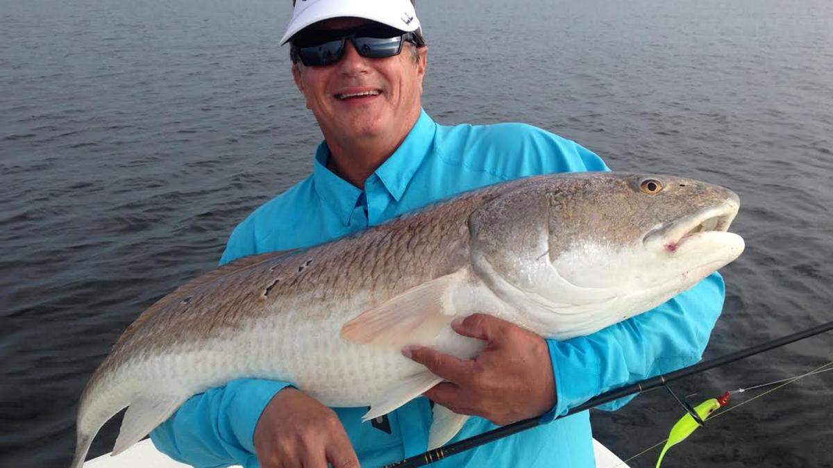 NBC SPORTS 
 George Poveromo shows off an Oriental Redfish he caught on a recent fishing trip.