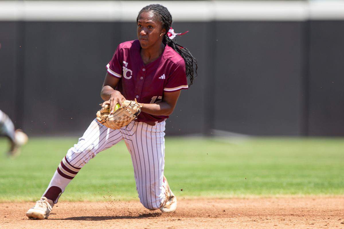George County’s Jordyn Bradley catches the ball during the MHSAA 6A Softball Championships against Neshoba Central at USM Softball Complex in Hattiesburg on Wednesday, May 14, 2025.