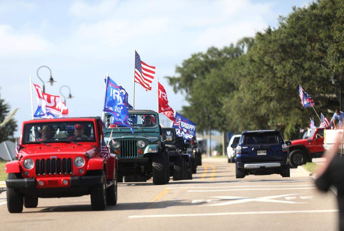Hundreds of people participated in a Jeep parade supporting President Donald Trump in Bay St. Louis, Mississippi, on Saturday, Sept. 12, 2020.