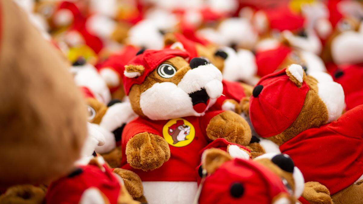 Beaver toys celebrate the Buc-ee’s mascot and are among the huge variety of merchandise sold at the travel store.
