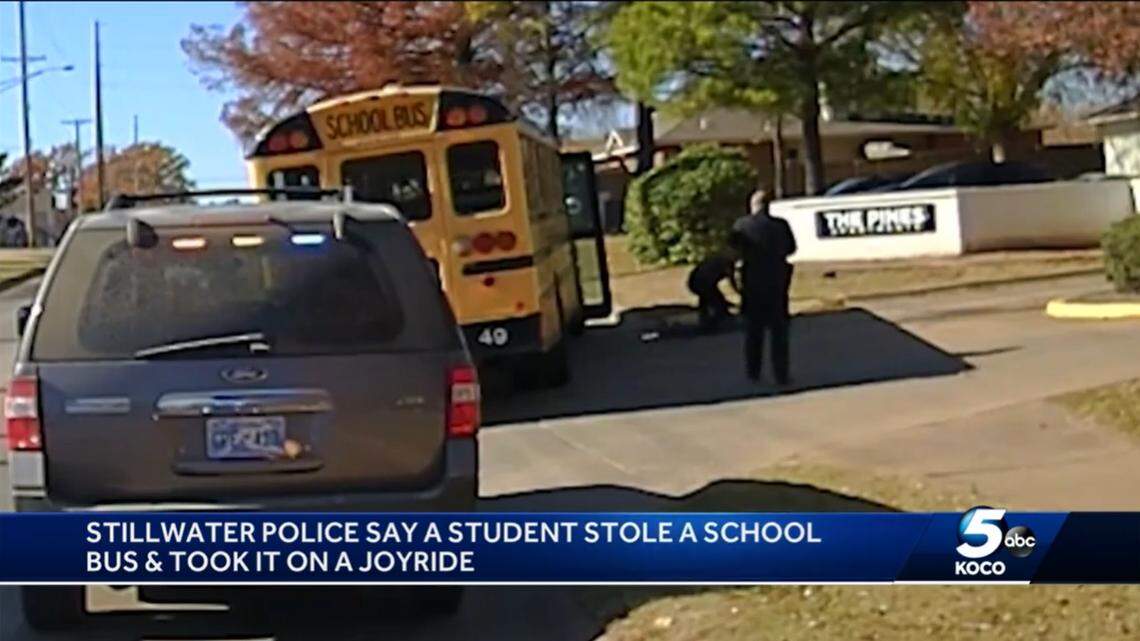 A student was arrested after he’s accused of stealing a school bus parked outside Stillwater High School and taking it on a joyride, Oklahoma police say.