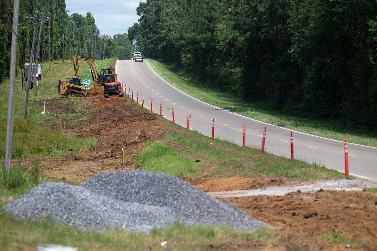 Road work on Firetower Road in Pass Christian on Thursday, July 10, 2025.