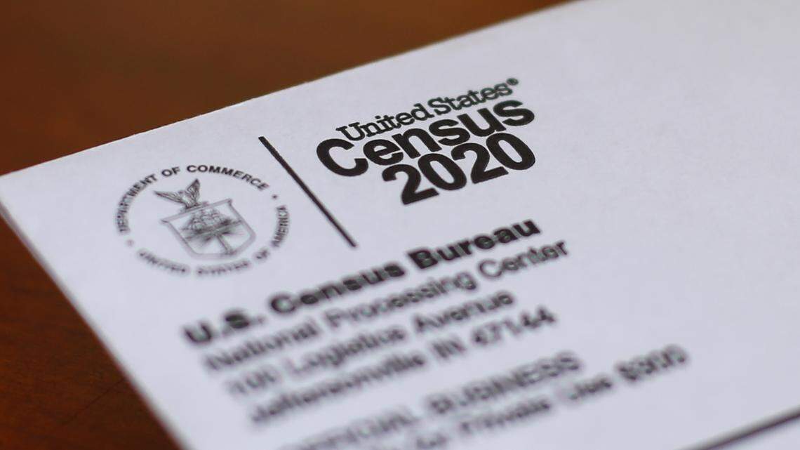This is an envelope containing a 2020 census letter mailed to a U.S. resident in Detroit. (AP Photo/Paul Sancya, File)
