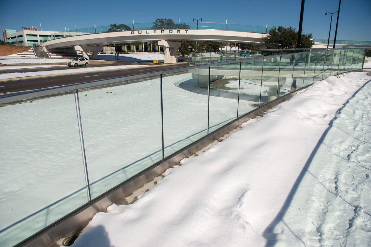 Snow is piled up Wednesday, Jan. 22, 2025, in Gulfport.