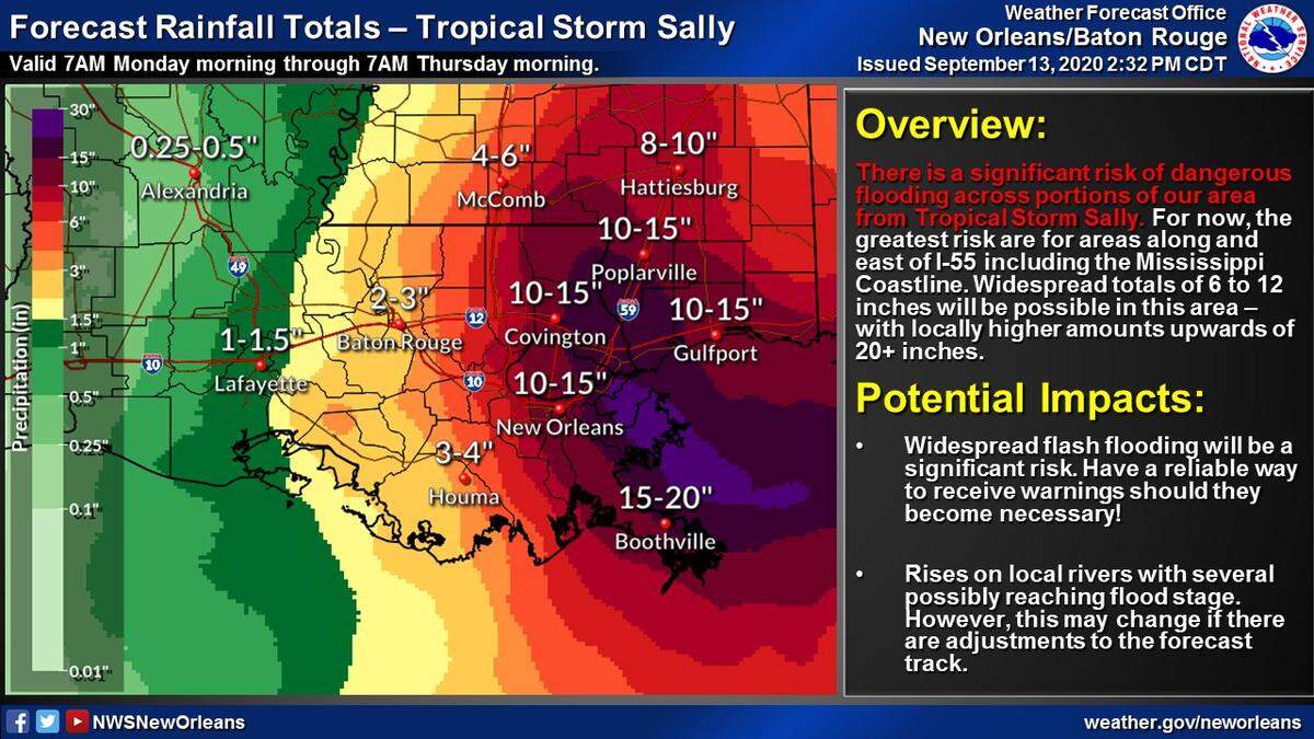 Rainfall threat as of Sunday afternoon