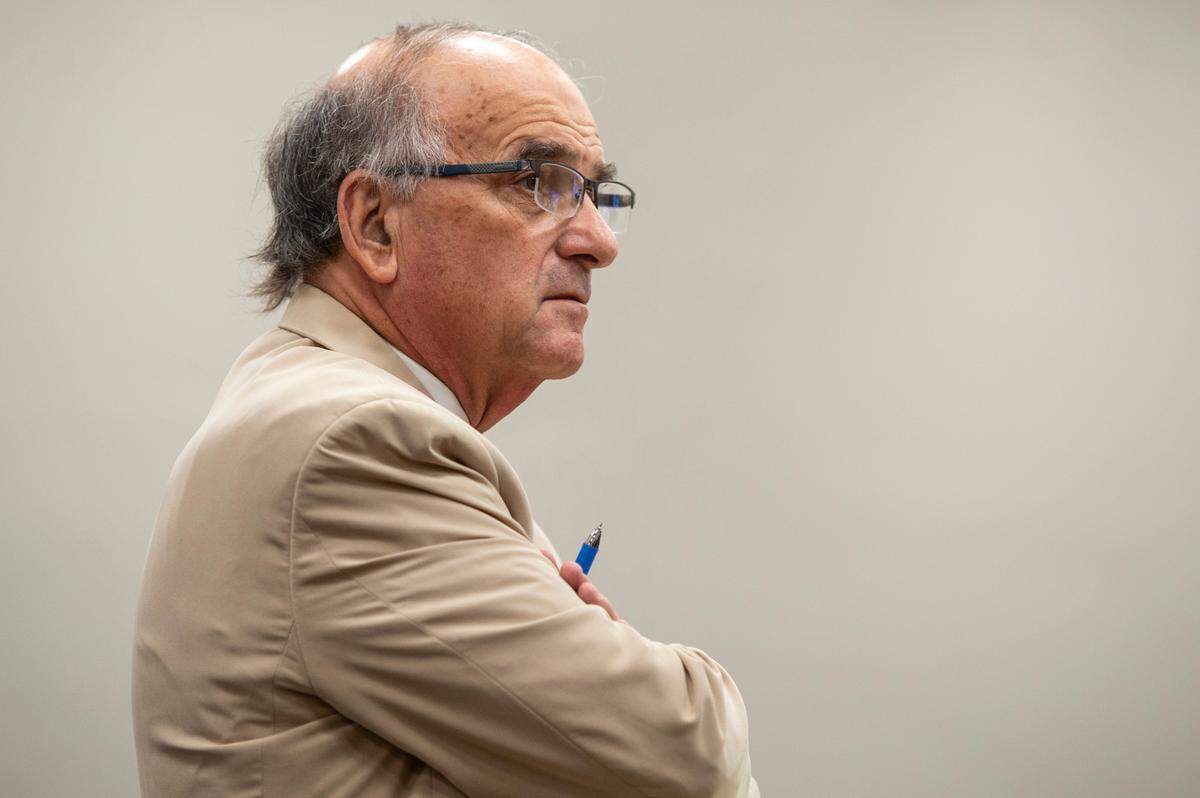 Defense attorney Keith Pisarich listens as the prosecution talks to the judge during Pisarich’s client Cliff Kirkland’s trial in Harrison County Circuit Court in Biloxi on Monday, May 16, 2022.