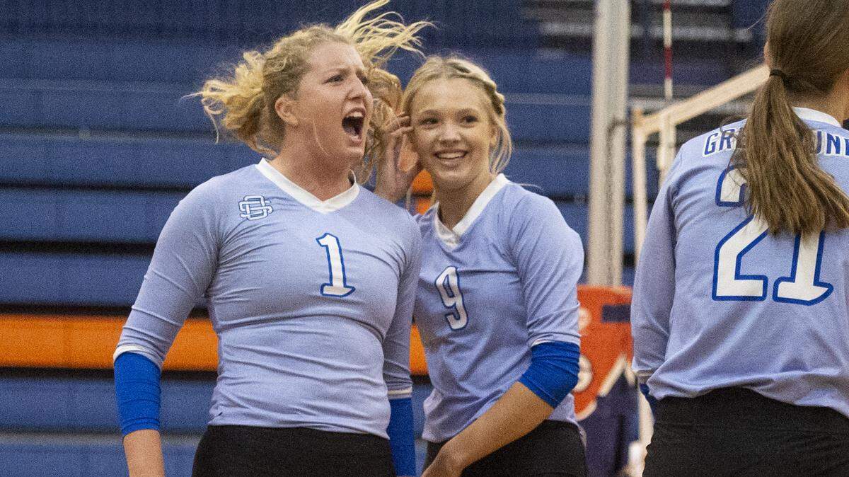 Ocean Springs’ Rhys St. Amant celebrates during a game against Gulfport at Gulfport High School in Gulfport on Tuesday, Oct. 4, 2022.