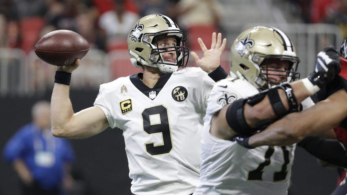 New Orleans Saints quarterback Drew Brees, facing the Atlanta Falcons in September, plays them again on Thanksgiving night with a chance to put up the kind of numbers we saw in Monday’s night’s 54-51 Rams’ win over the Chiefs.