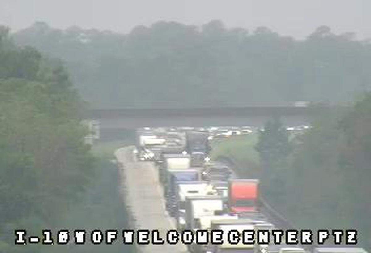 An MDOT traffic camera captured backups on Tuesday on Interstate 10 in Jackson County.