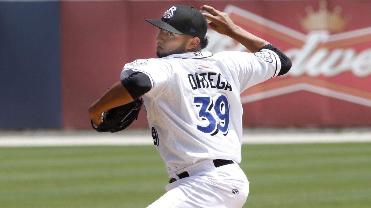 TIM ISBELL/SUN HERALD 
 Biloxi's Jorge Ortega tosses a pitch against Pensacola Apr. 17. Ortega and the Shuckers traveled to Pensacola on Thursday.