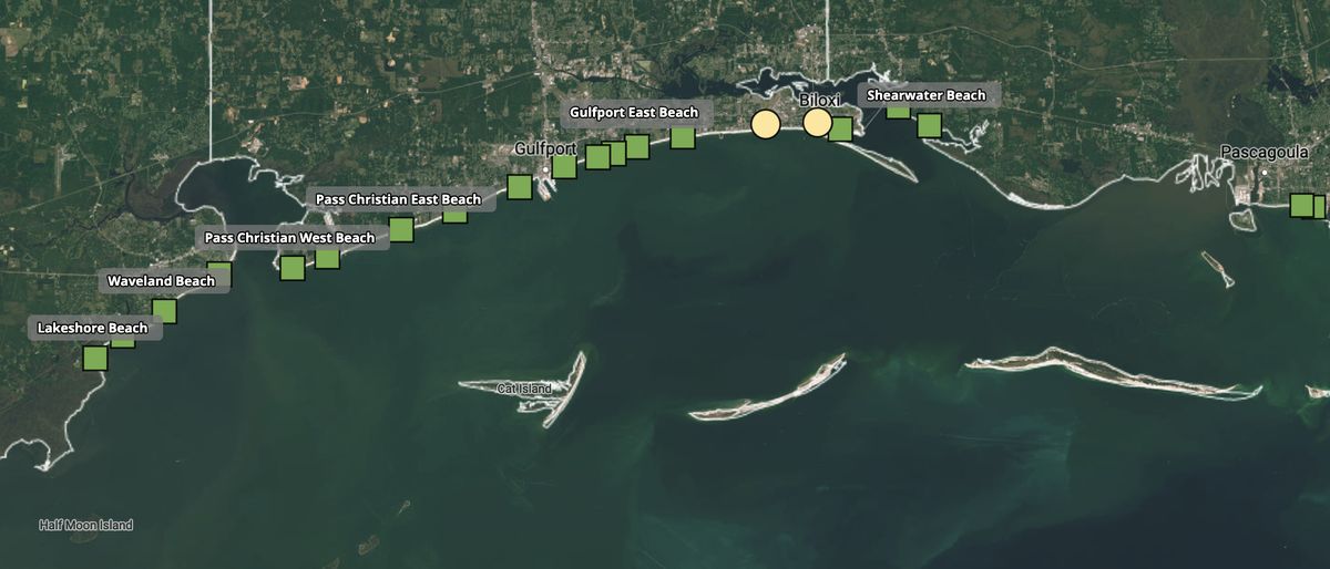 The Mississippi Department of Environmental Quality issued water contact advisories this week for Biloxi West Central Beach and Biloxi East Central Beach.&nbsp;The agency tests all Mississippi Coast beaches weekly for pollution and said Friday that all other beaches were safe for swimming. 