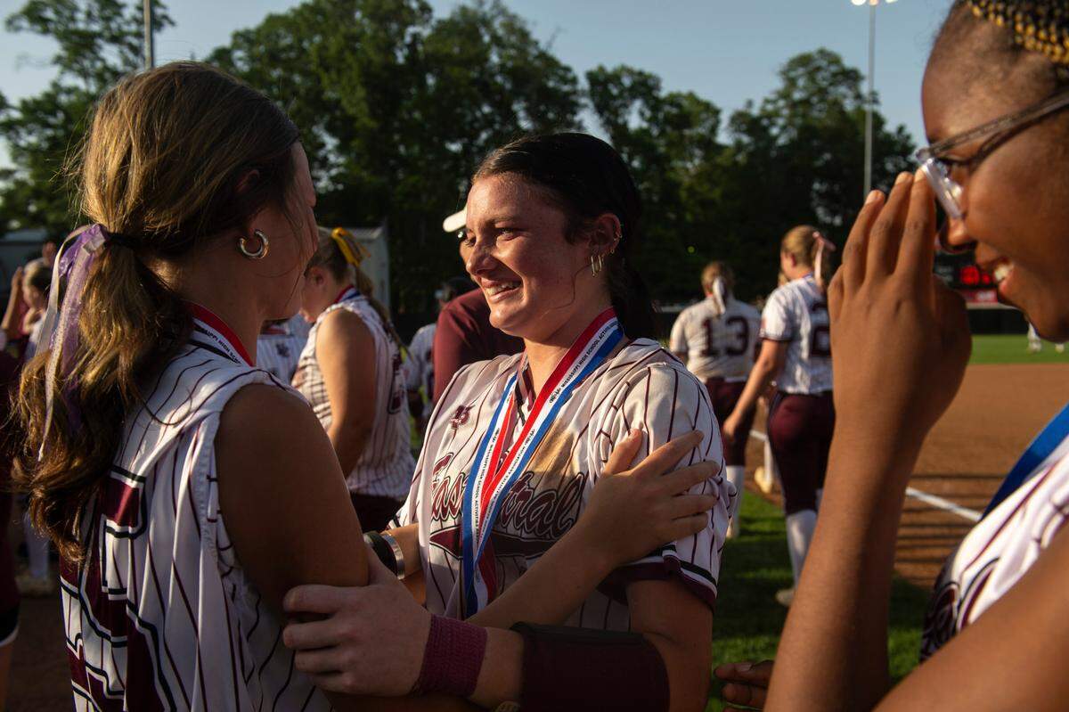 East Central players celebrate after winning the MHSAA 5A Softball Championship at USM Softball Complex in Hattiesburg on Wednesday, May 14, 2025.