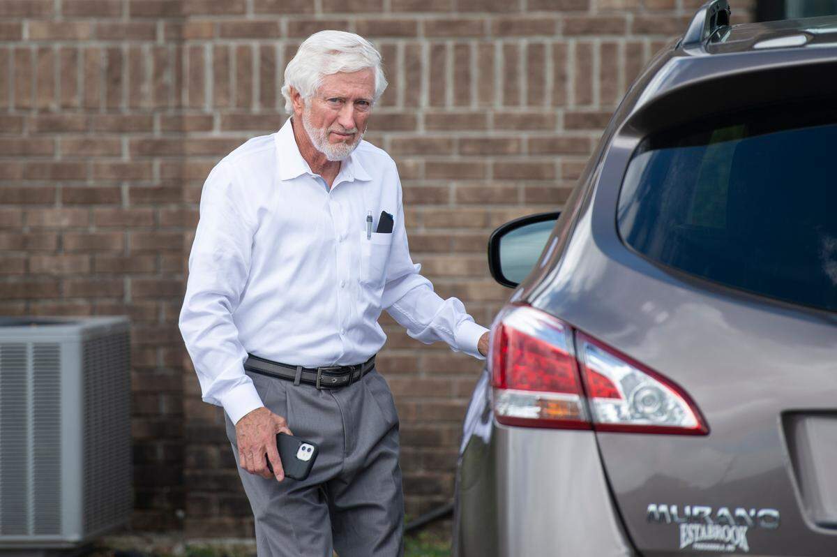 Gautier Councilman Rusty Anderson leaves Jackson County Justice Court in Ocean Springs on Wednesday, Oct. 30, 2024, after a judge dismissed misdemeanor charges against Gautier Mayor Casey Vaughan during a probable cause hearing. Linda Anderson, Rusty Anderson’s wife, previously signed charges of disturbing the peace and public drunk against Vaughan after an argument with her during a Sept. 6 concert at The Sound amphitheater.