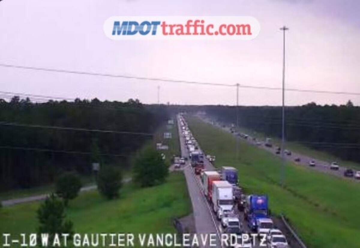 Traffic is backed up Thursday after a crash on I-10 eastbound in Jackson County.