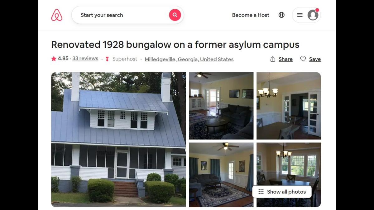Airbnb guests can now book a stay at a renovated bungalow on the campus of Central State Hospital in Milledgeville, Georgia. Here’s what to know.
