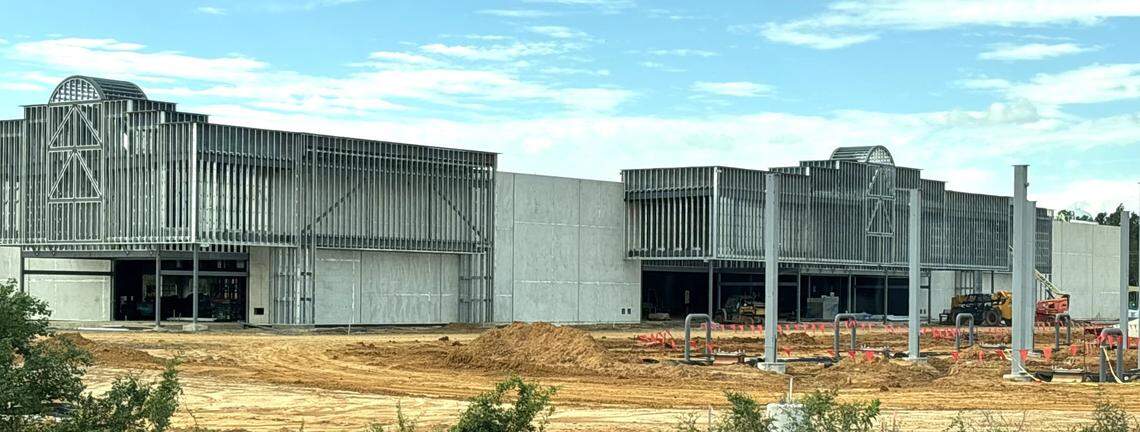 The entrances, walls and fuel pumps are under construction at Mississippi’s first Buc-ee’s Travel Center on I-10 in Harrison County, near Pass Christian. The company is hiring management and paid interns.