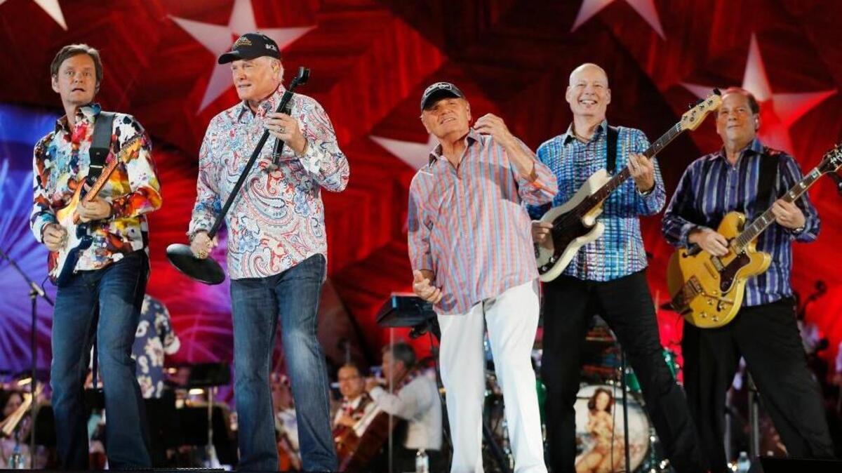 In this July 3, 2014, file photo, The Beach Boys, including original members Mike Love, second from left, and Bruce Johnston, third from left, perform at the Hatch Shell on the Esplanade in Boston. The Beach Boys hit the Beau on Oct. 7 and Oct. 8 to play hits such as ‘Fun Fun Fun” and “I Get Around.’ Tickets start at $45. Call 1-888-566-7469 for tickets