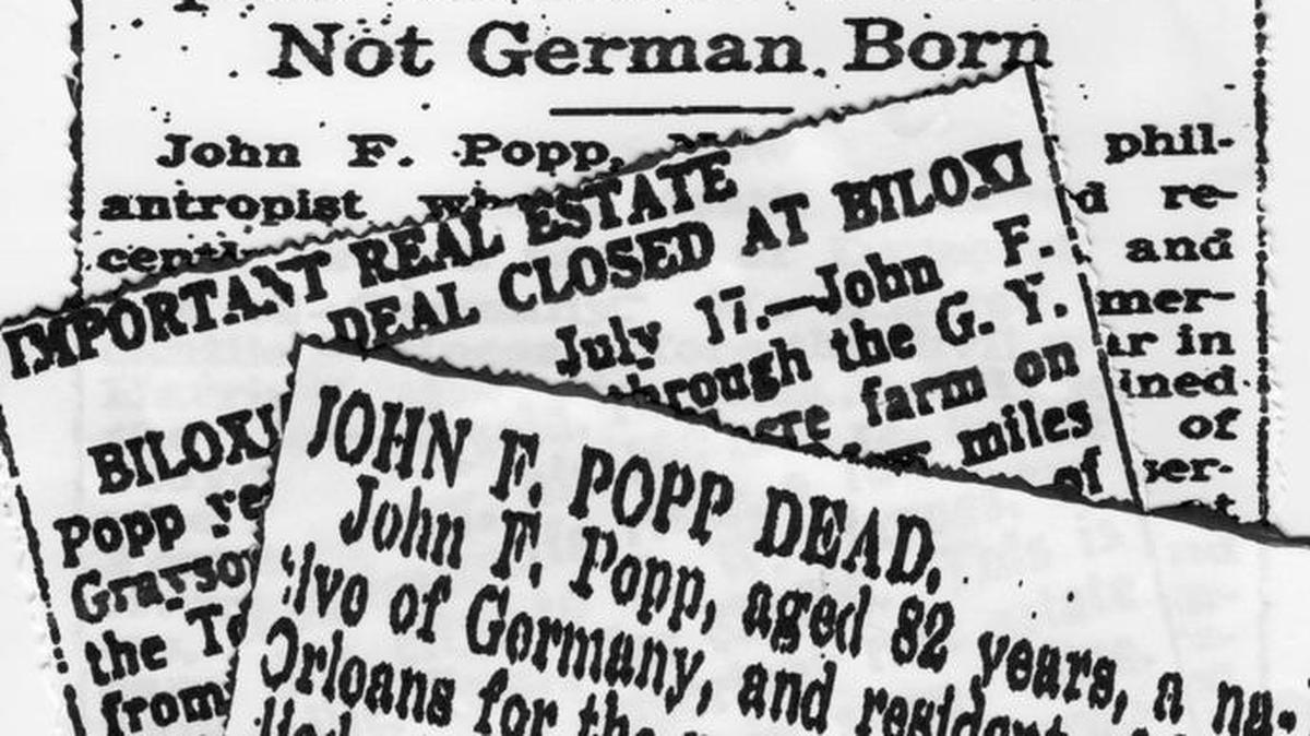The best way to correct wrong history on John F. Popp is through the old newspapers. Here are clips from The Daily Herald in Biloxi and a New Orleans newspapers. Popp died a century ago but his legacy lives on in Biloxi through his name on a community, a bridge and a road.