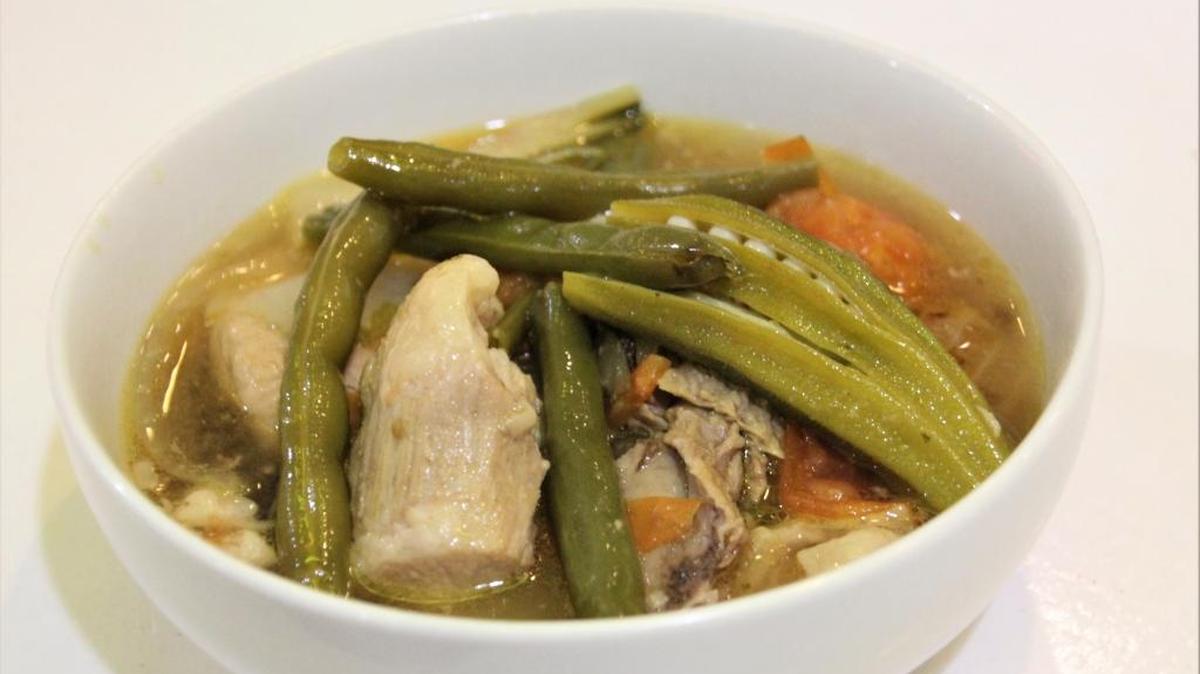 This is a hearty pork and chicken stew, perfect for a cold day.