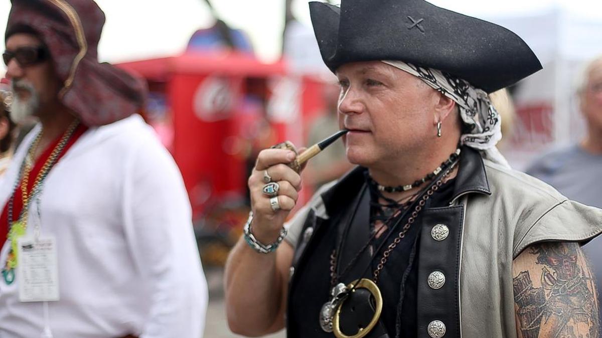 Robby Melancon gets into the spirit at a past Pirate Day in the Bay.