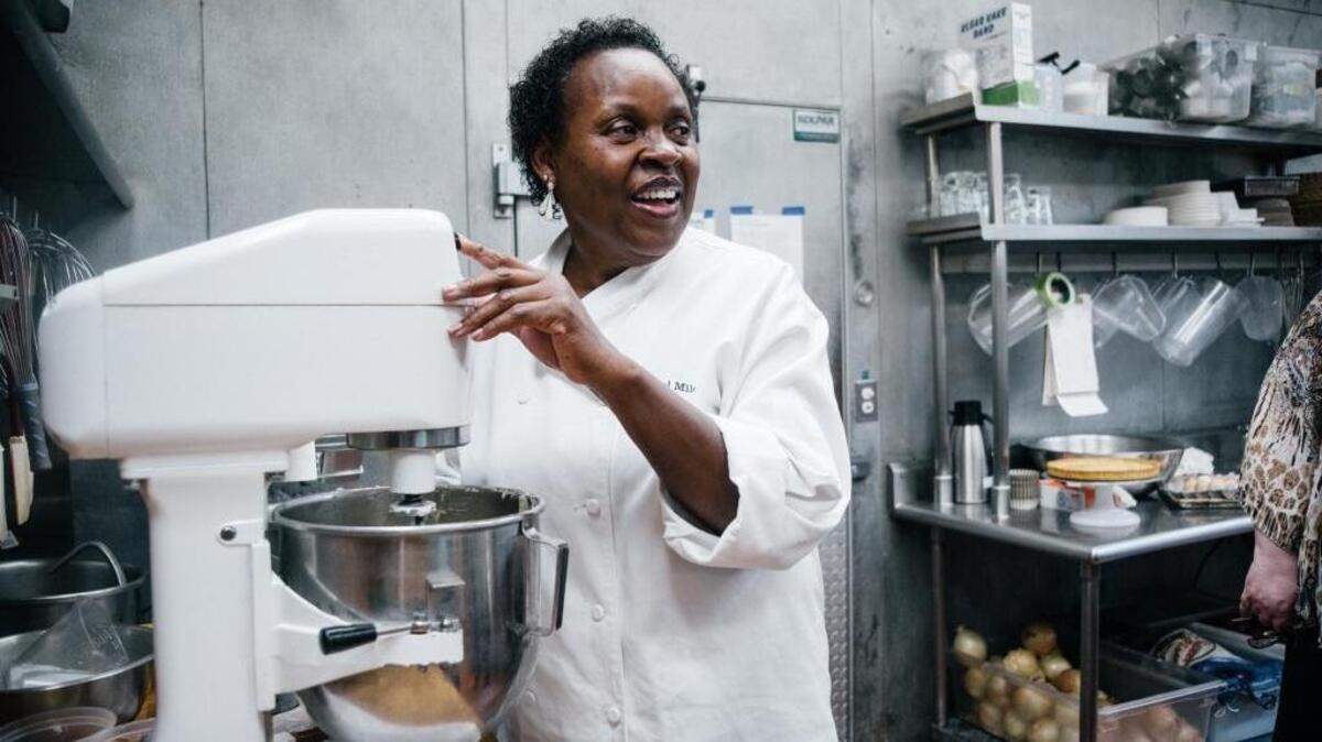 Pastry chef Dolester Miles prepares the ingredients for a coconut cake in the kitchen at Bottega in Birmingham, Ala., May 21, 2018. Miles was named pastry chef of the year by the James Beard Foundation in 2018.