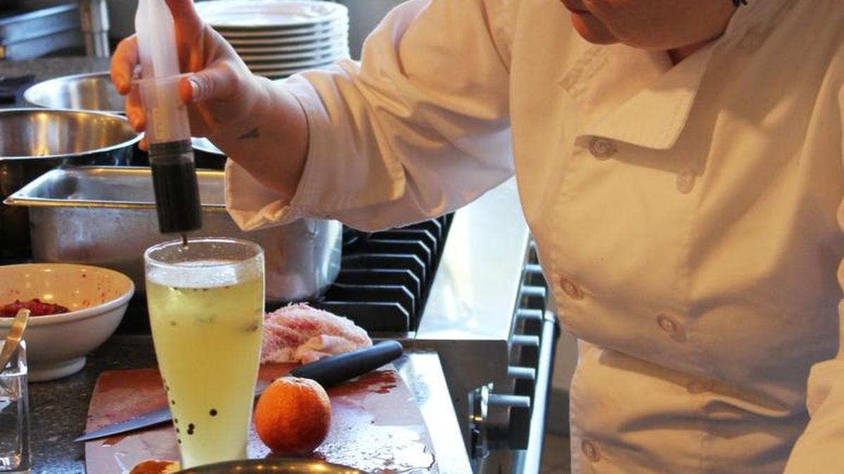 Chef Cheri Hiers at the Mary C. O’Keefe Cultural Center teaches a cooking class.