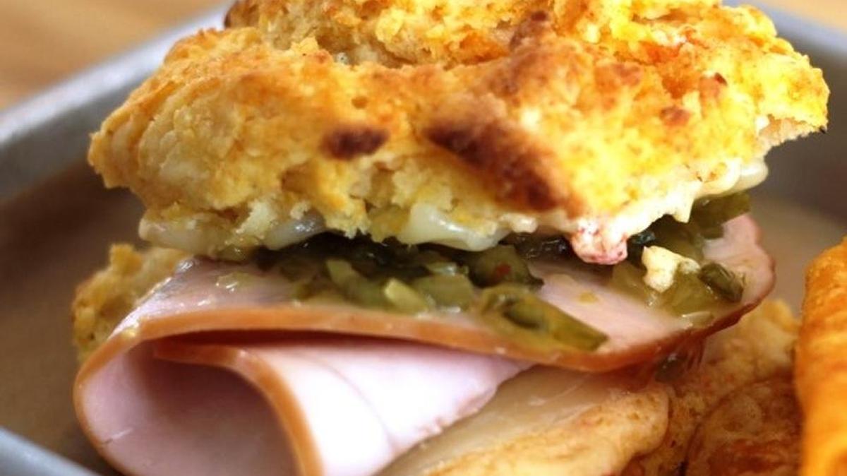 The Greenhouse of Porter in Ocean Springs offers a homemade biscuit with turkey, and pimento and cheese.