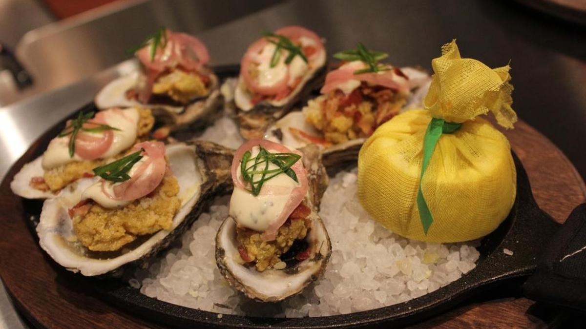 This is a specialty oyster dish from Coast Seafood and Brew at the Beau Rivage Casino and Resort and one of the best I have ever had.