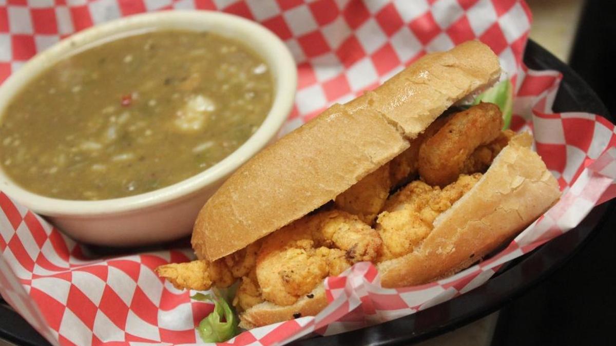 The Ole Biloxi Fillin’ Station calls the combination of a po-boy and gumbo a Biloxi Dip.