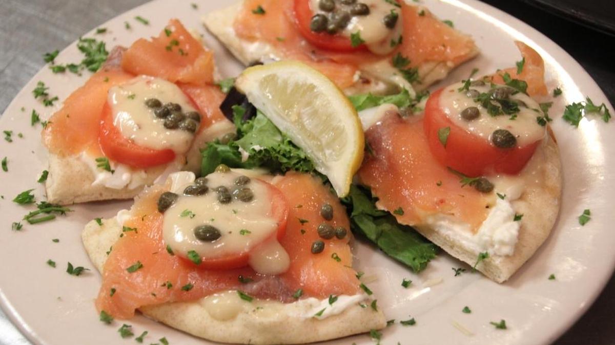 Smoked salmon capers and red onion are a classic combination.
