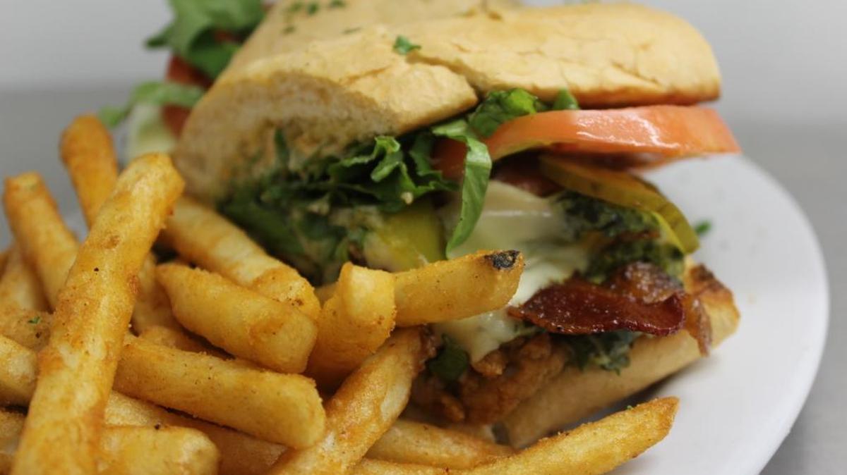 A Rockefeller po-boy as served at Bacchus in Biloxi.
