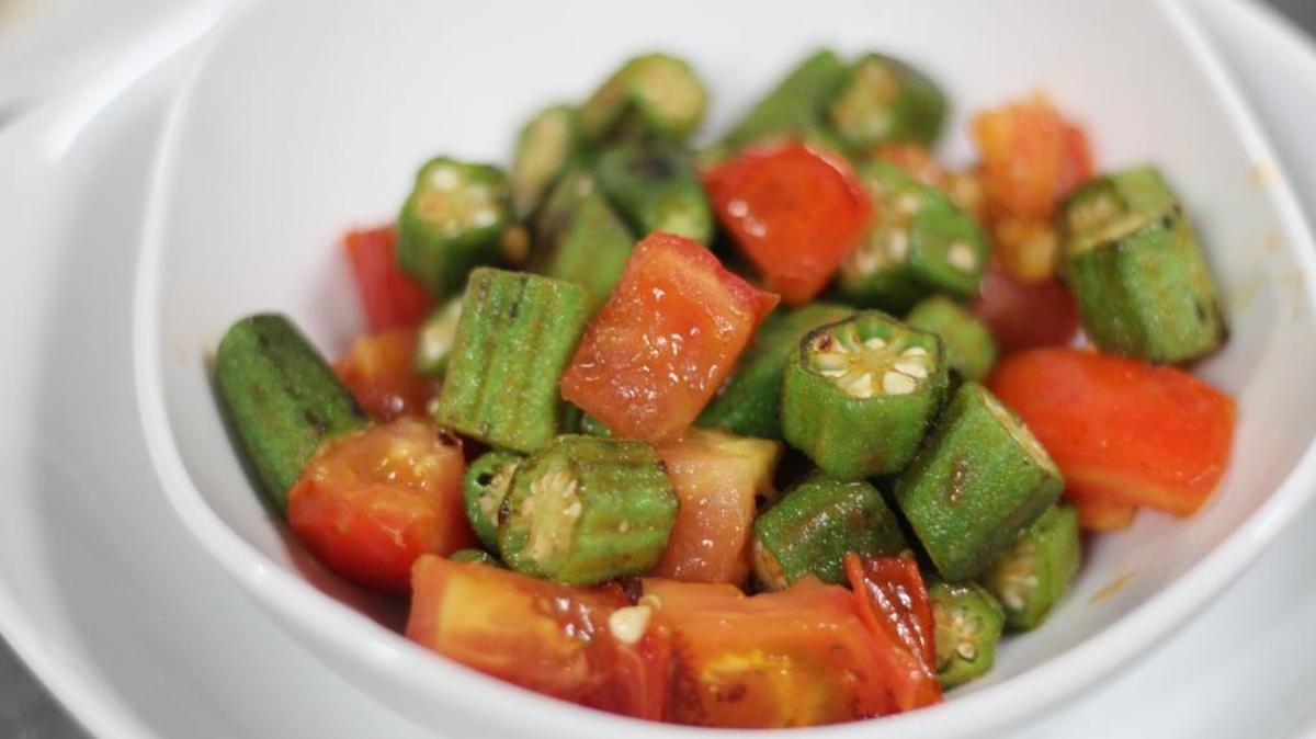 Grilled okra and tomato are another surprising good pairing for a salad.