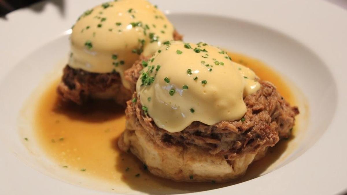 Cochon de lait Benedict by Chef Milton Joachim at the newly opened Soigné in Ocean Springs.