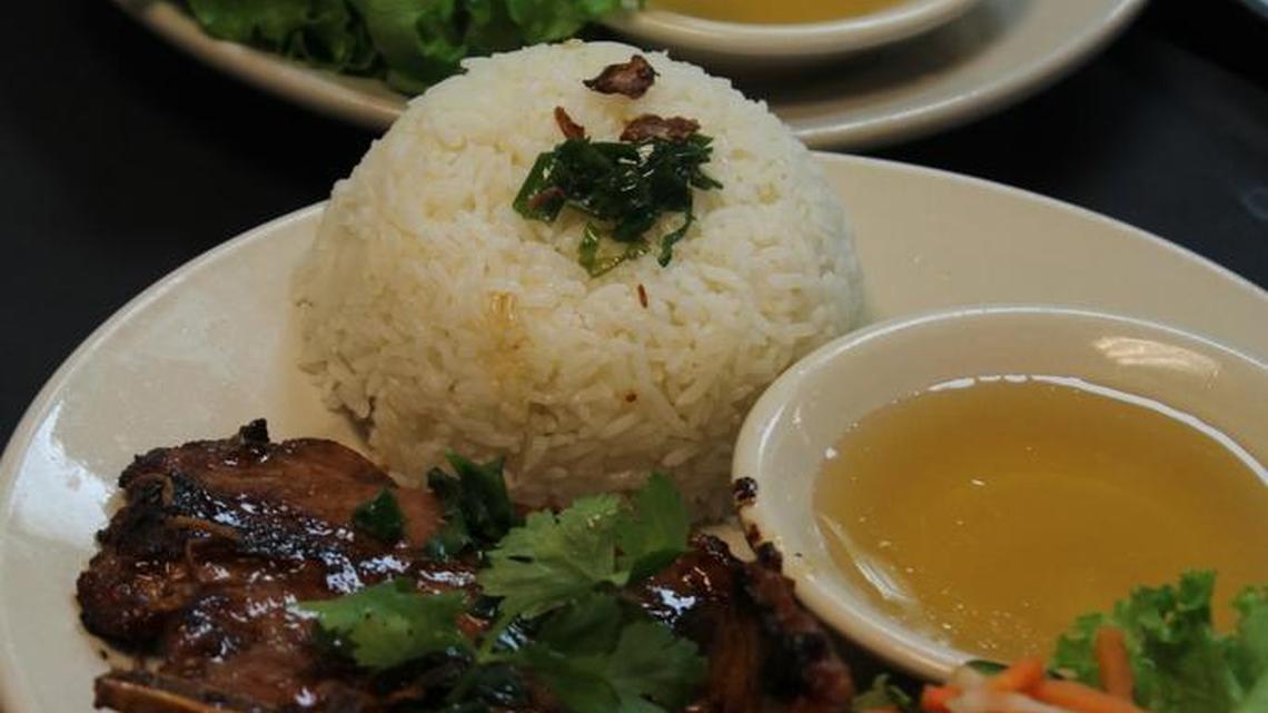 The common pork chop is a classic Vietnamese offering.