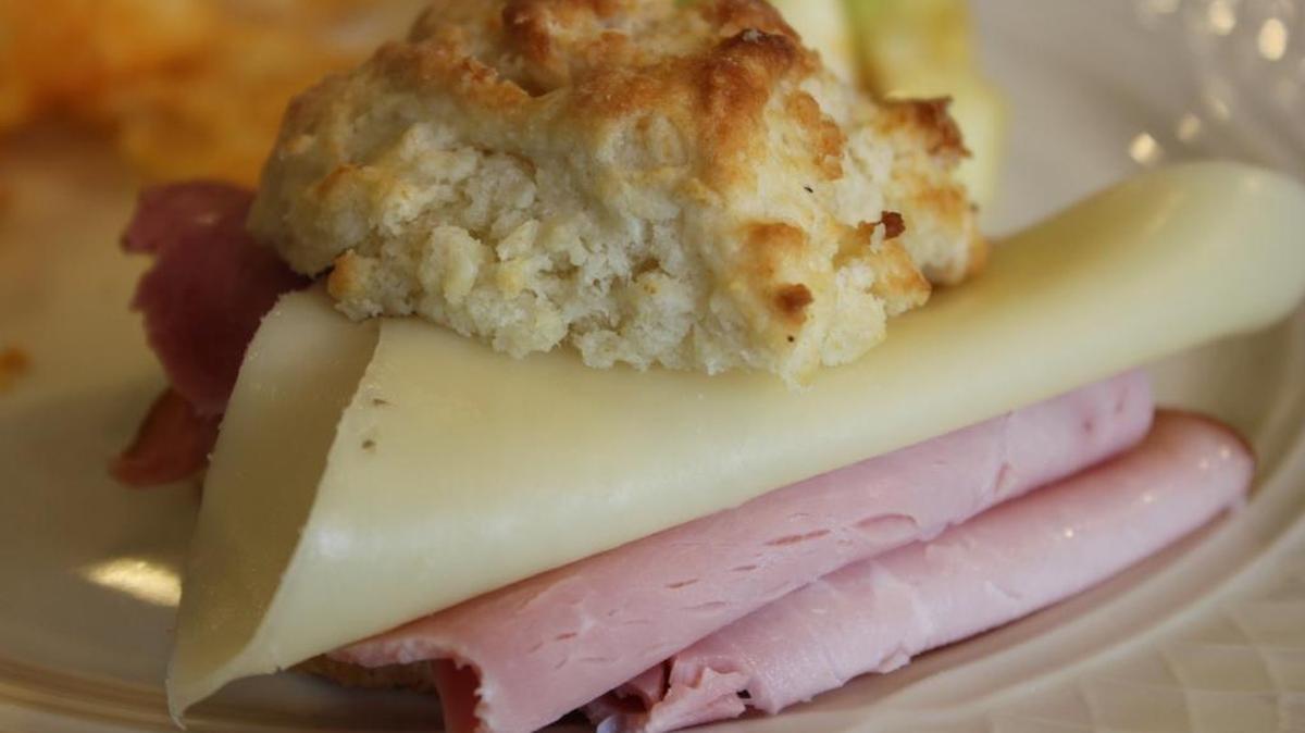 The ham and cheese biscuit idea was borrowed from the Green House on Porter, a coffee shop in Ocean Springs.
