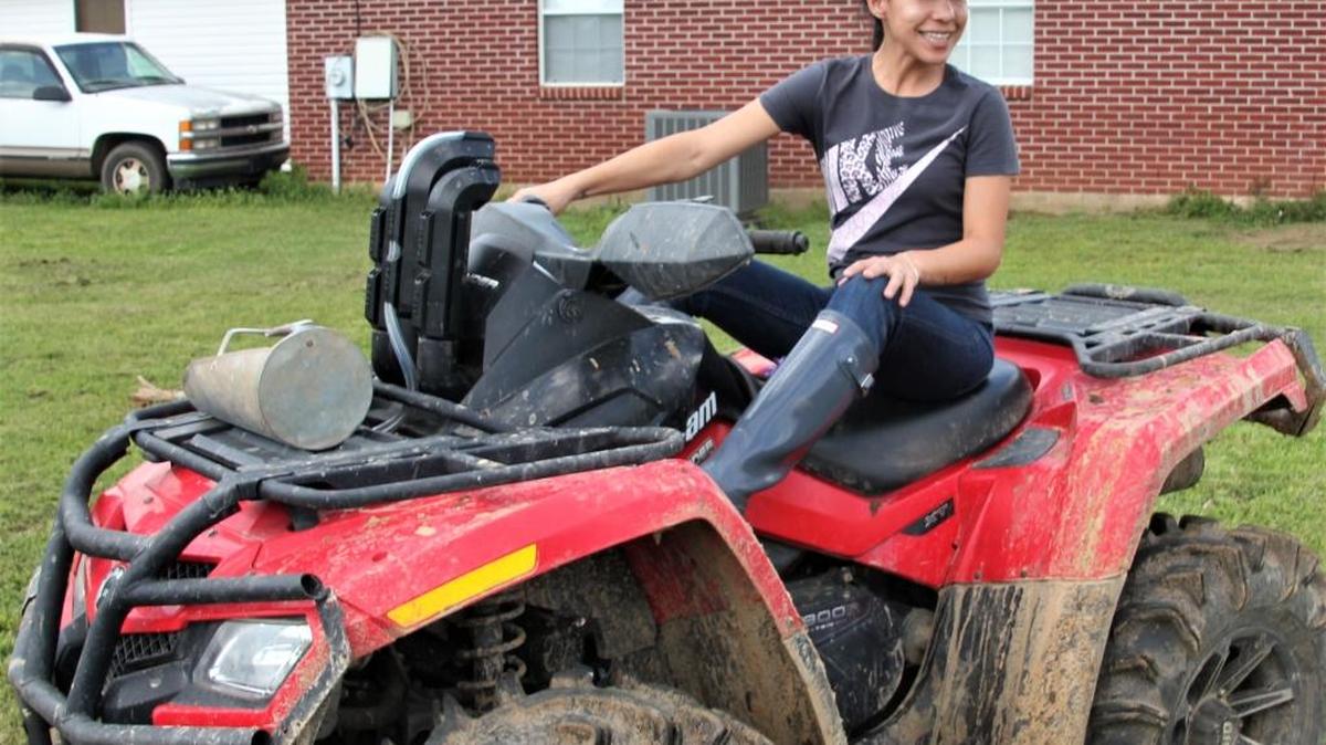 My foodie partner Lesley Fenton clowning around at Sand Ridge Farms outside of Lucedale.