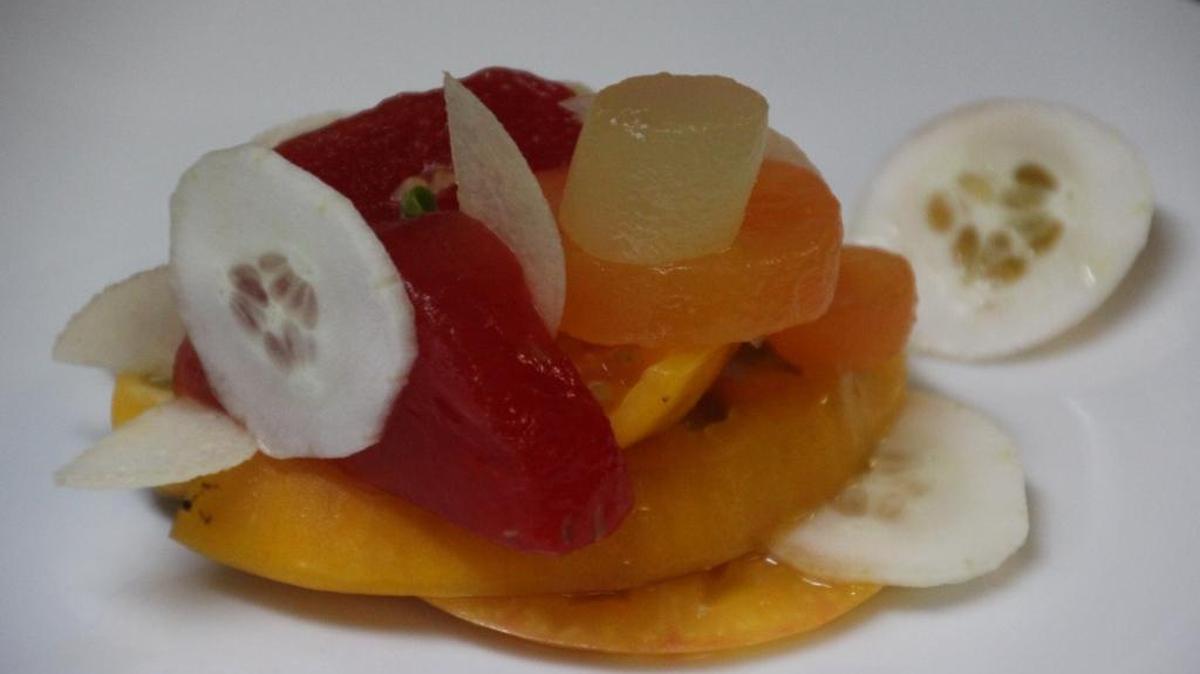 Tomato and watermelon are a surprisingly good pairing for a delightful salad.