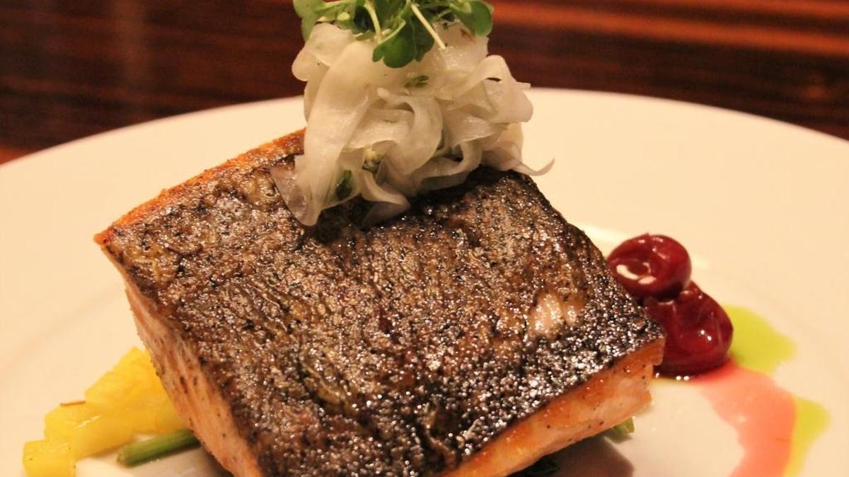 You just might be surprised at the wine that pairs well with seared salmon.