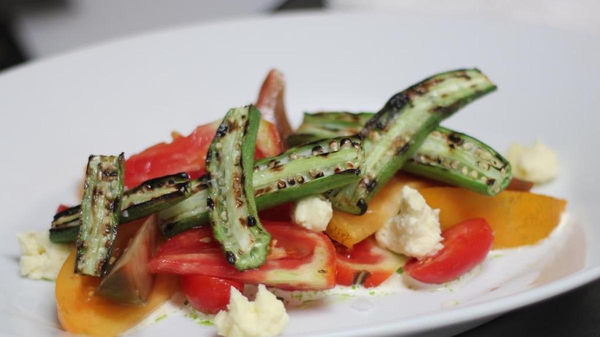 Grilled okra takes on flavors that you might never expect from okra.