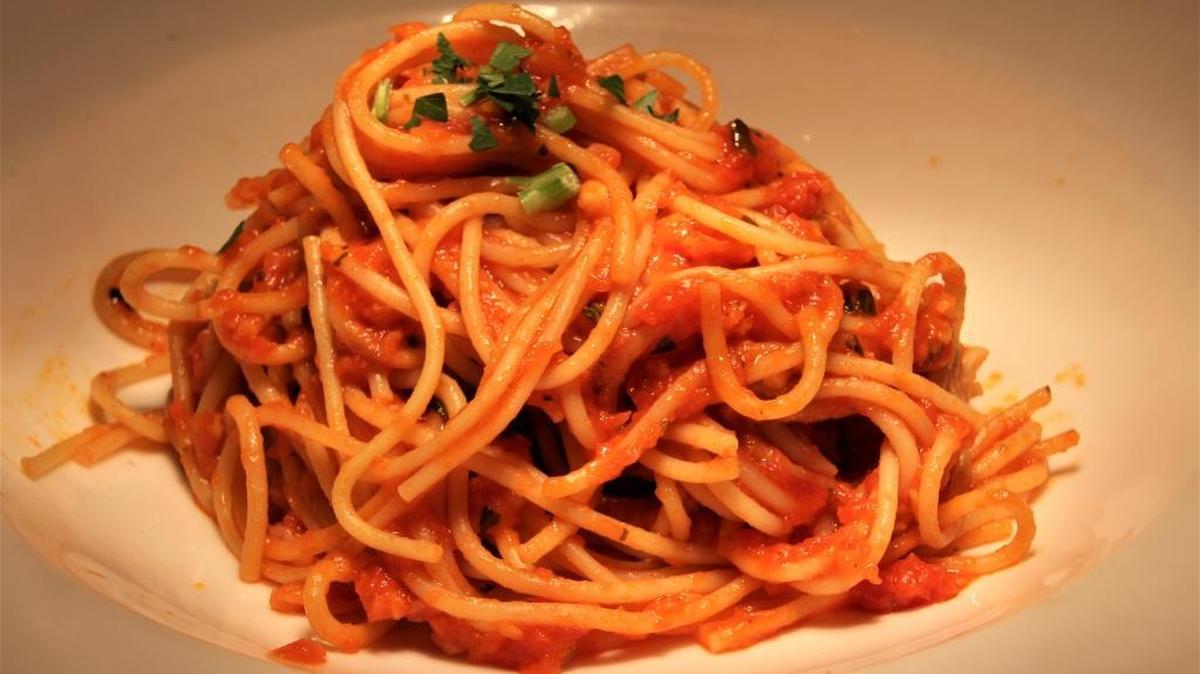 A simple fresh red sauce is delightful with pasta.
