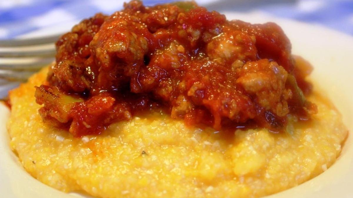 Grits pair perfectly with a classic red sauce.